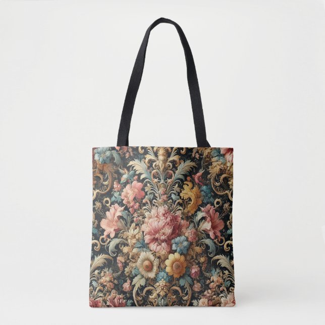 Bolsa Tote Requiem para Arcana - Design Floral Gótico (Frente)
