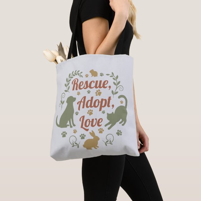 Bolsa Tote Rescue, Adopt, Love (Close Up)