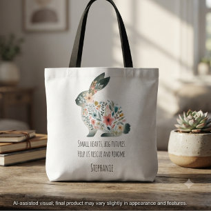 Bolsa Tote Resgate de Coelho com Aquarela Pastel Floral