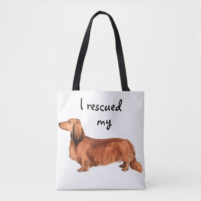 Bolsa Tote Resgate Longhaired Dachshund (Frente)