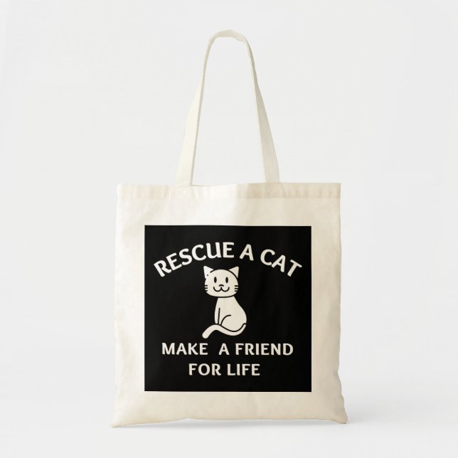 Bolsa Tote Resgate Um Gato Faz Um Amigo Para A Vida (Frente)