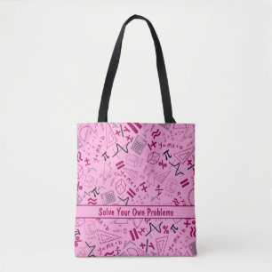 Bolsa Tote resolva seus próprios problemas matemáticos rosa m