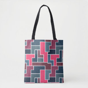 Bolsa Tote retângulos coloridos