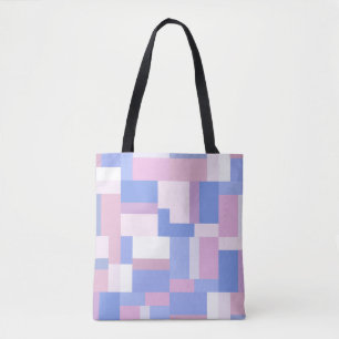 Bolsa Tote Retângulos Geométricos de Bloco de Cores - Rosa e