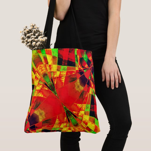 Bolsa Tote Retângulos inclinados ou esticados ...amarelado ve (Close Up)