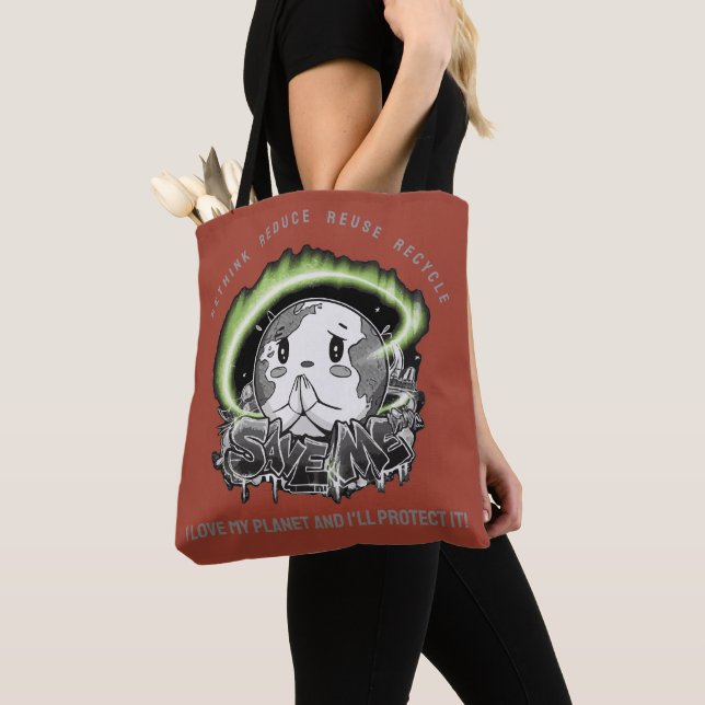 Bolsa Tote Rethink Reduce Reuse Recycle Save Earth (Close Up)
