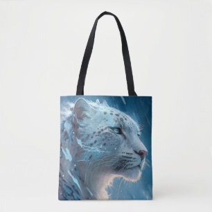 Bolsa Tote Retrato Animal Leopardo Neve Pintura de Arte Selva