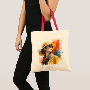 Bolsa Tote Retrato Charmoso em Aquarela com Arte de Salpicos