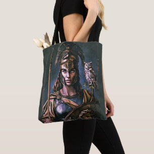 Bolsa Tote Retrato Colorido "Lealdade feroz de Athena"
