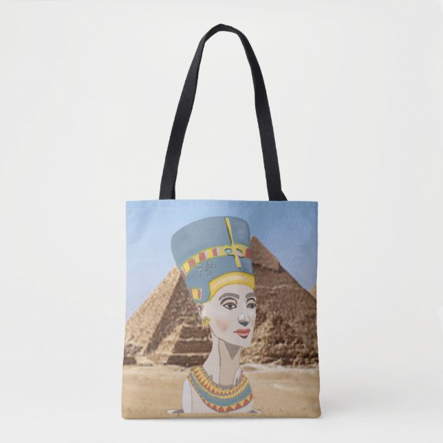 Bolsa Tote Retrato Colorido Nefertiti (Frente)