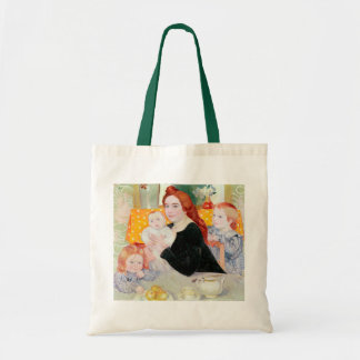 Bolsa Tote Retrato da grande família no azul e no amarelo