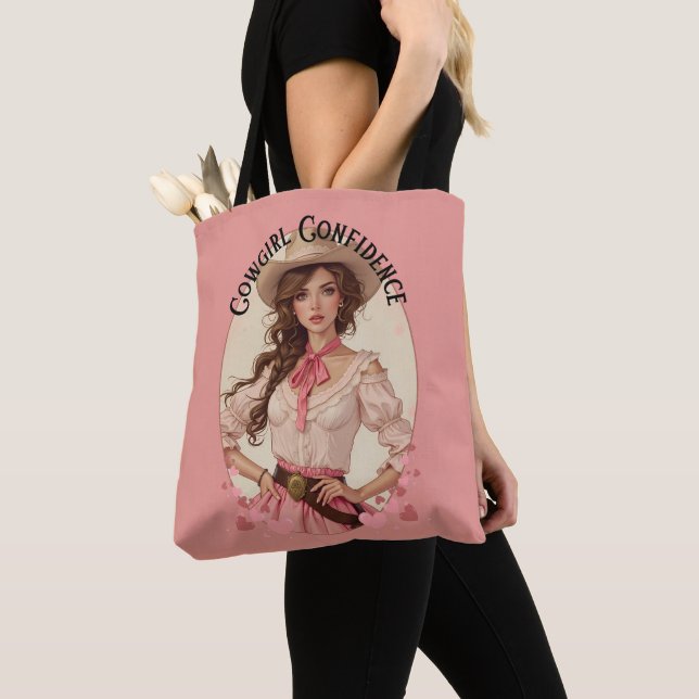 Bolsa Tote Retrato da Moda Ocidental da Coquette Cowgirl (Close Up)