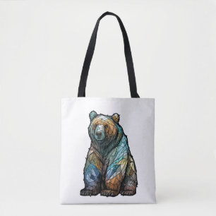 Bolsa Tote Retrato De Animais De Urso Grizzie Floresta De Vid