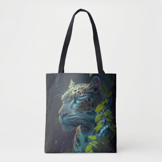 Bolsa Tote Retrato de Animais-Leopardo Pintando Vida Selvagem (Frente)