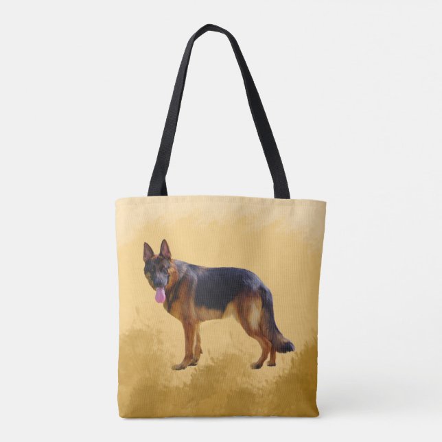 Bolsa Tote Retrato de Aquarela do Cachorro do german shepherd (Verso)
