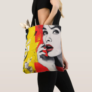 Bolsa Tote Retrato de arte com pop duplo