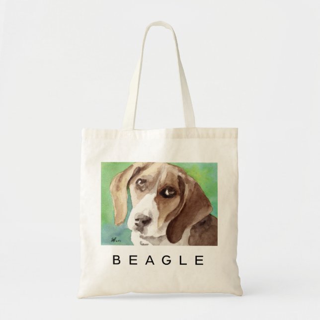 Bolsa Tote retrato de Beagle em aquarela (Frente)