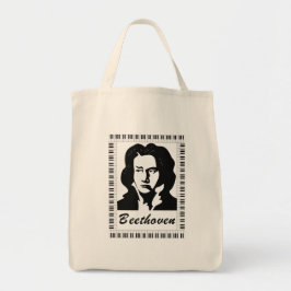 Bolsa Tote retrato de beethoven com quadro-chave de piano