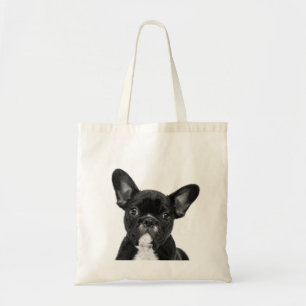 Bolsa Tote Retrato de Bulldog Francês Negro e Branco