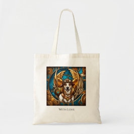Bolsa Tote Retrato de Cachorro Steampunk com Asas e Relógio M