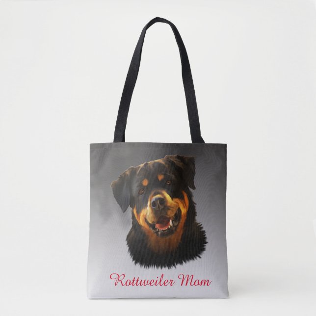 Bolsa Tote Retrato de Cor do Cachorro Rottweiler Personalizad (Frente)