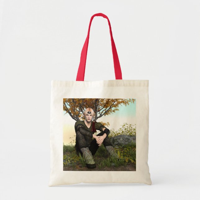 Bolsa Tote Retrato de Fantasia do Príncipe da Floresta Mediev (Frente)