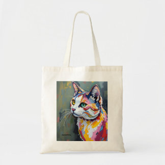 Bolsa Tote Retrato de Gato Colorido