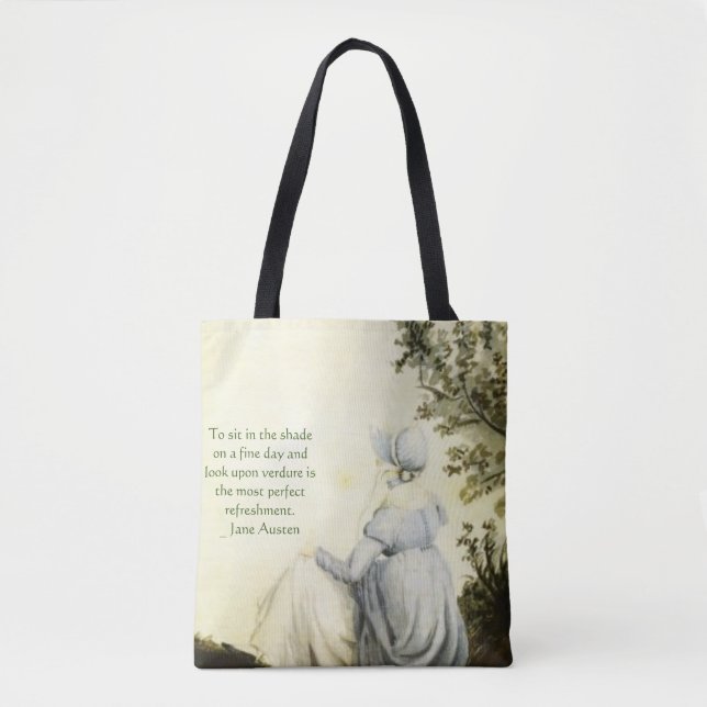 Bolsa Tote Retrato de Jane Austen +citação (Frente)