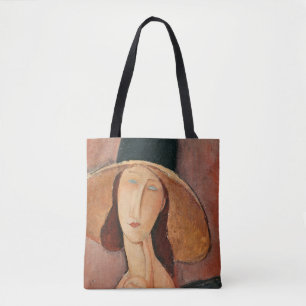Bolsa Tote Retrato de Jeanne Hebuterne em um chapéu grande