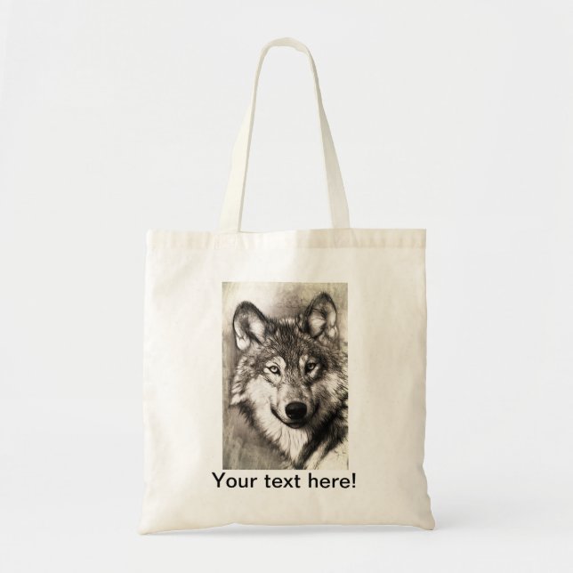 Bolsa Tote Retrato de lobo (Frente)