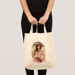 Bolsa Tote Retrato de Moda Western Cowgirl Coquete