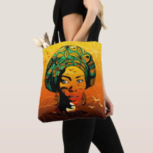Bolsa Tote Retrato de Mulher Africana com Sunset