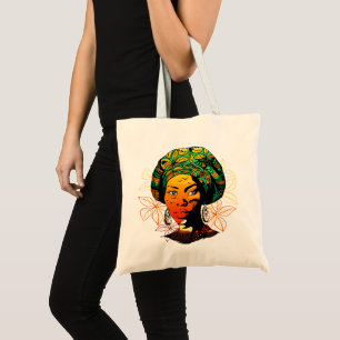 Bolsa Tote Retrato de Mulher Africana com Sunset