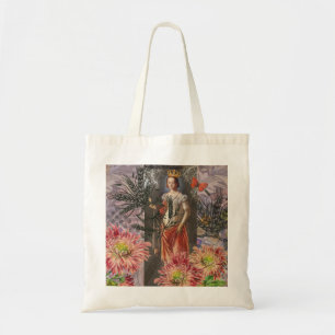 Bolsa Tote Retrato de Mulher de Virgem Antigo Colorido Rico