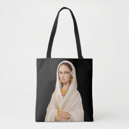 Bolsa Tote Retrato de Mulher Elegante | Ilustração de Arte Cu