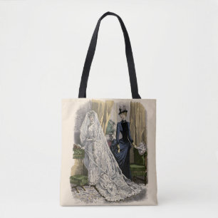 Bolsa Tote Retrato de Noiva de Casamento Vintage, Noiva Vitor