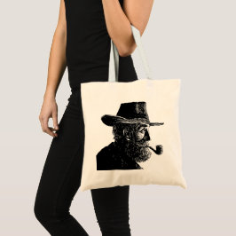 Bolsa Tote Retrato de Pontos e Linhas: Velho Sábio Fumando um