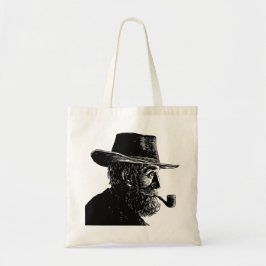 Bolsa Tote Retrato de Pontos e Linhas: Velho Sábio Fumando um
