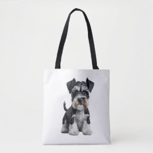 Bolsa Tote Retrato de Puppy Schnauzer Miniatura HD Adorável -