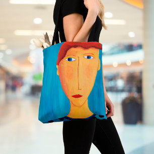 Bolsa Tote Retrato de um Homem Pintura de Arte Moderna