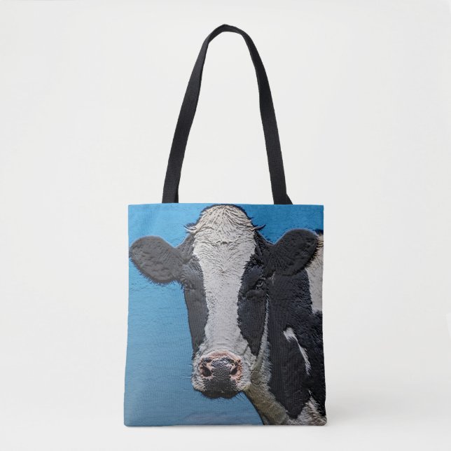 Bolsa Tote Retrato de vaca feliz (Frente)