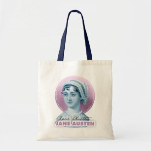 Bolsa Tote Retrato e assinatura de Jane Austen rosa