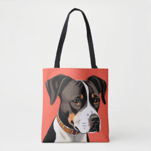 Bolsa Tote Retrato Elegante de um Cão Preto e Branco