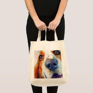 Bolsa Tote Retrato em aquarela de basset hound