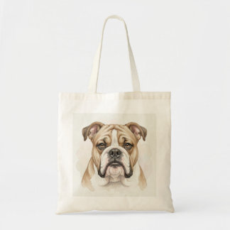 Bolsa Tote Retrato em Aquarela de Bulldog Inglês