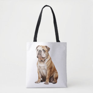 Bolsa Tote Retrato Encantador de Bulldog Inglês - Adorável Ca