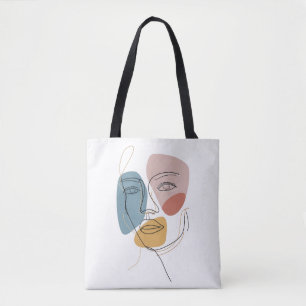 Bolsa Tote Retrato mínimo com Abstrato de face Retrato com um