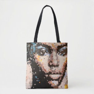 Bolsa Tote Retrato mulher pixel olhar intenso e silencioso