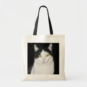 Bolsa Tote Retrato preto e branco do gato