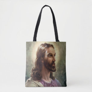 Bolsa Tote Retrato Religioso Antigo, Jesus Cristo com Auréola